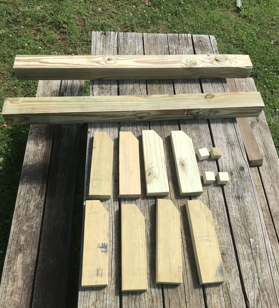 wood for diy horse show jump on picnic table